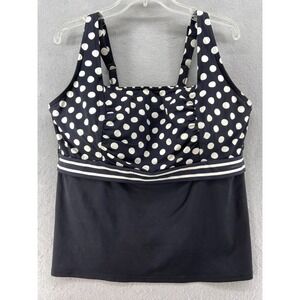 Lands End Tankini Top Womens 20W Mastectomy Black Polka Dot MAST